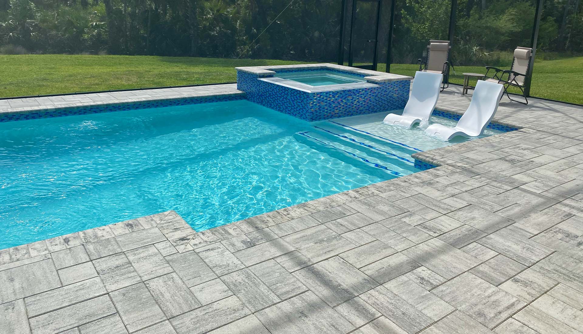 6 - Photo of Cement Pavers and glass tile spa - Pool and Deck Concepts, Naples, FL